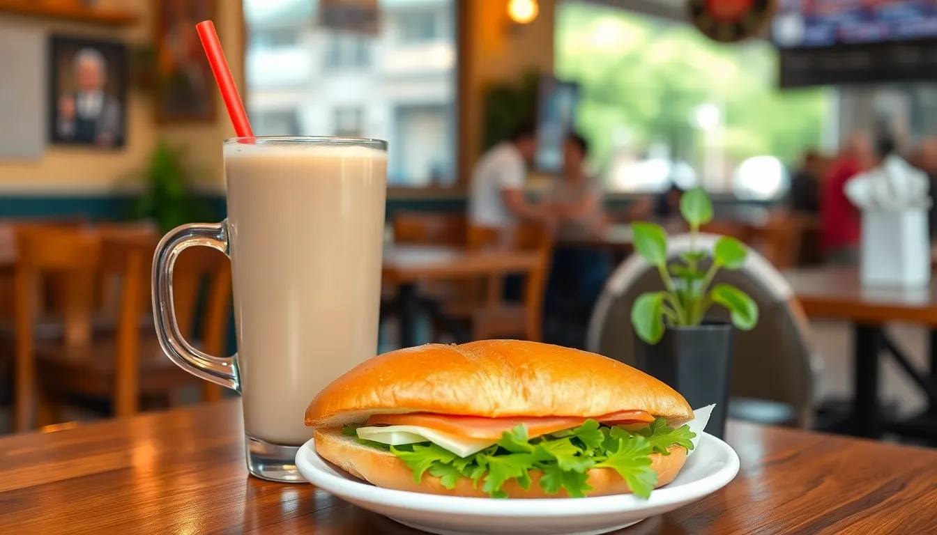 Bánh mì và cà phê sữa đá phục vụ nhanh tại quán