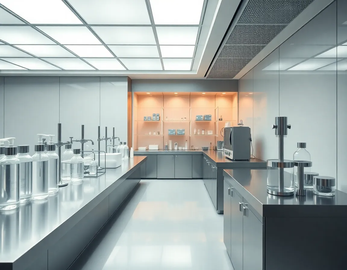 Sophisticated cosmetic laboratory interior