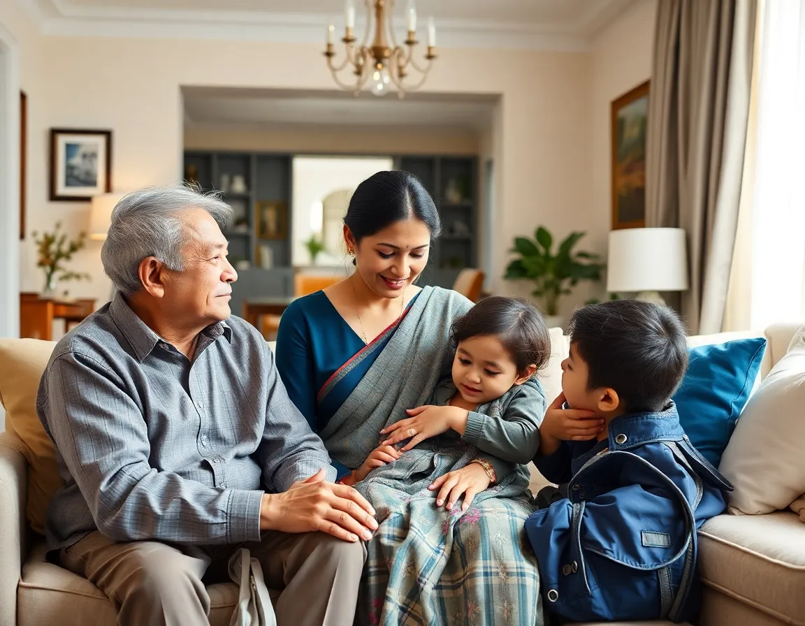 Warm Indian home caregiving scene