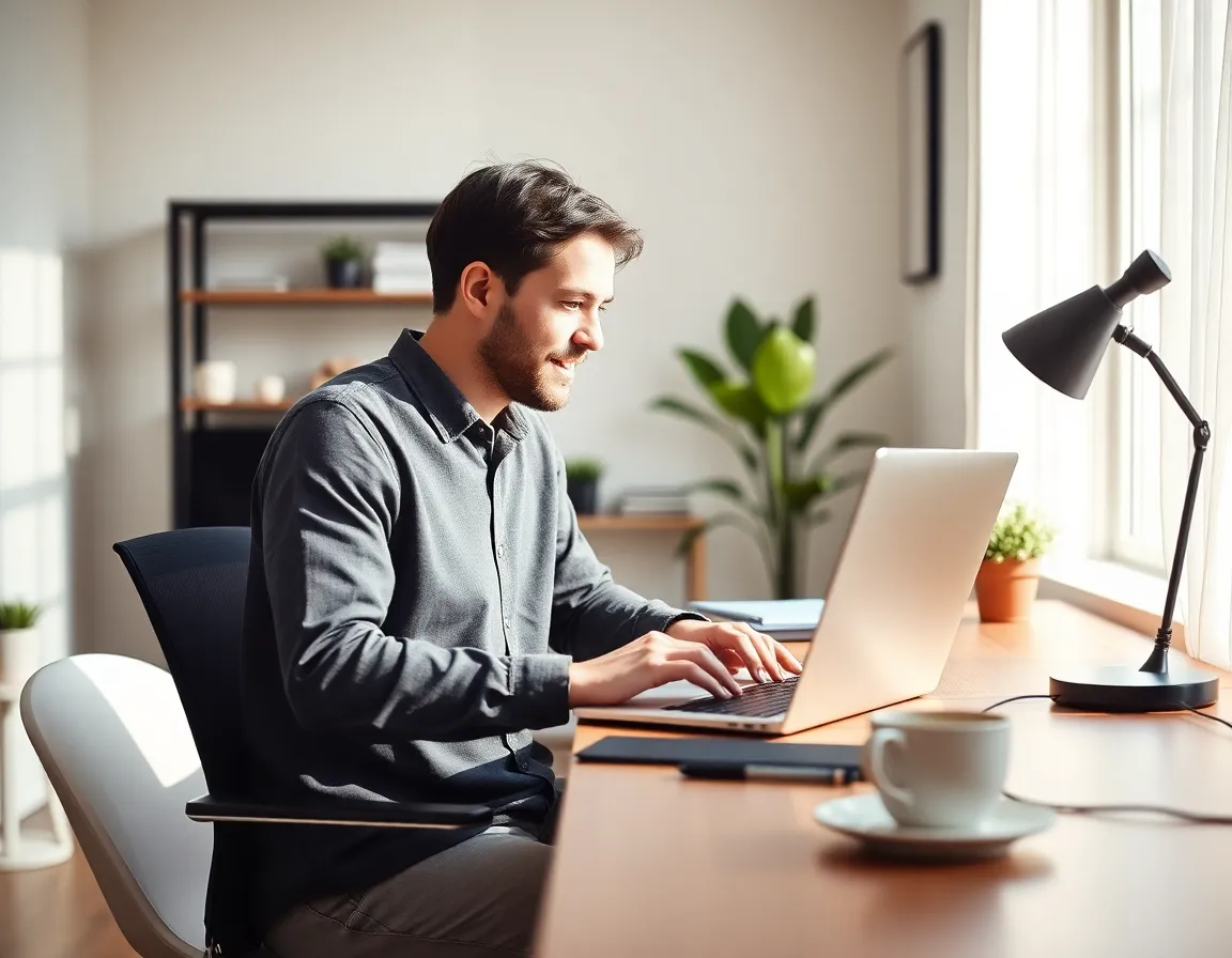 Remote work home office scene