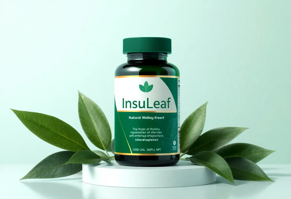 InsuLeaf bottle on pedestal