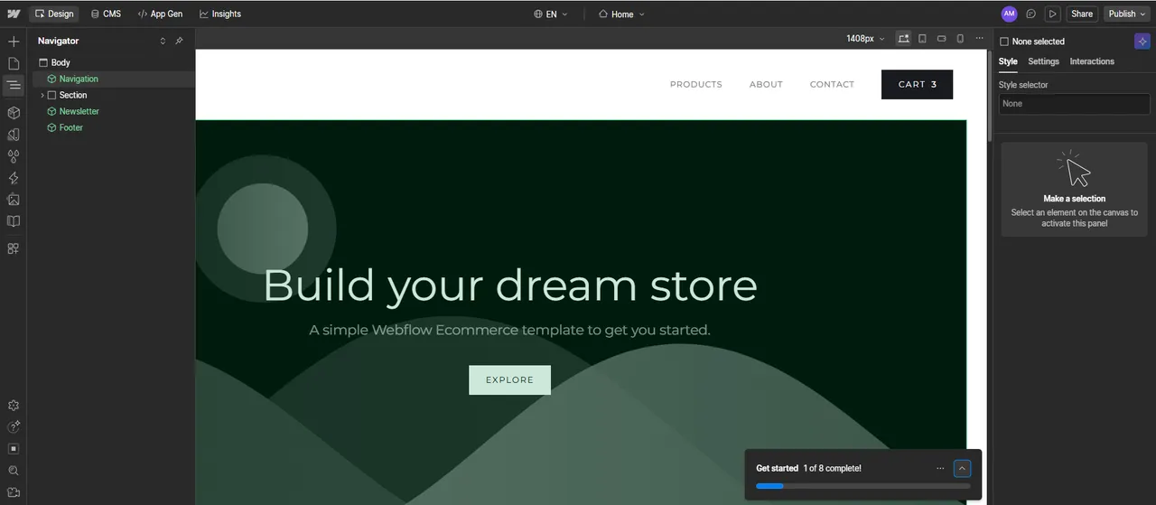 Webflow is a more professional—and more expensive—AI website builder.