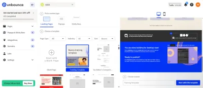 Unbounce es una plataforma construida para landing pages enfocadas en conversión
