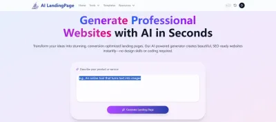 Upload the page prompt to generate a website