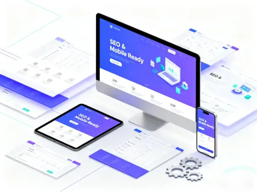 Devices with "SEO & Mobile Ready" sites for full AI building.