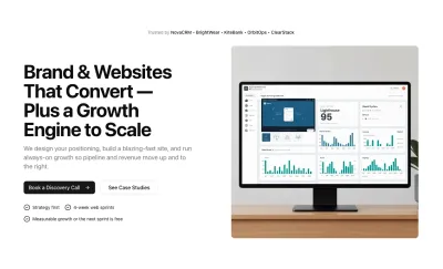 Package services, show case studies, and book discovery calls.