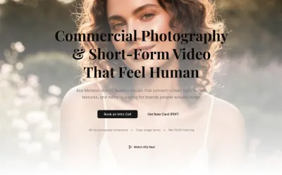 Present work, services, and booking with social proof.