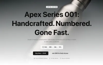 Spotlight a limited-run product drop with countdown and fast checkout.