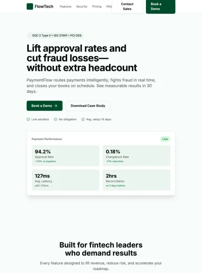Fintech Demo Booking Landing Page Solution