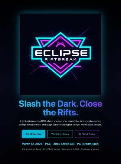 Gaming Launch Landing Page Solution