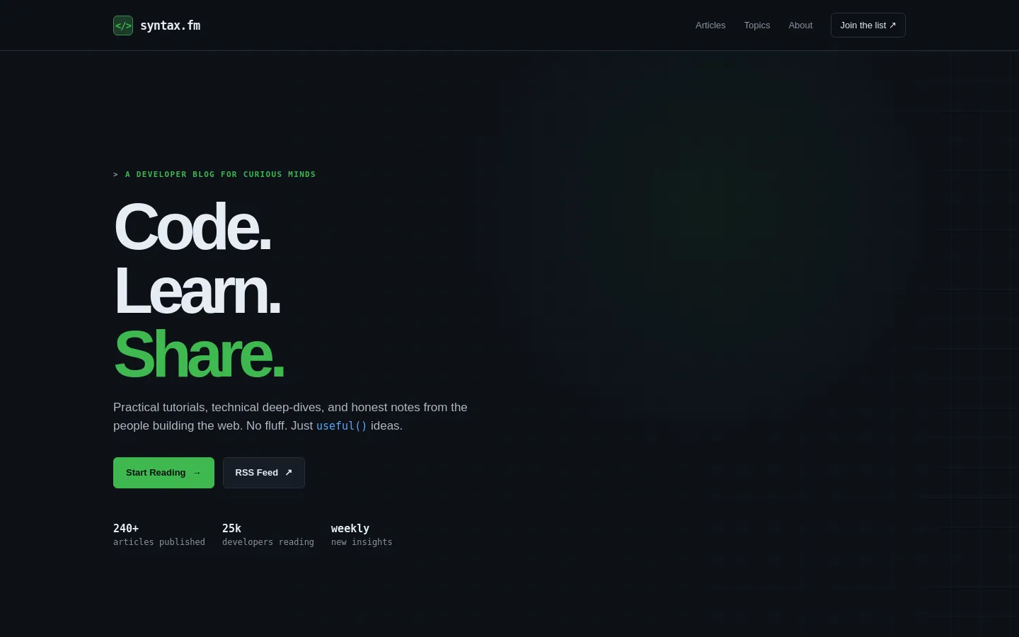 Tech & Developer Blog Template | AI-Powered Builder template preview