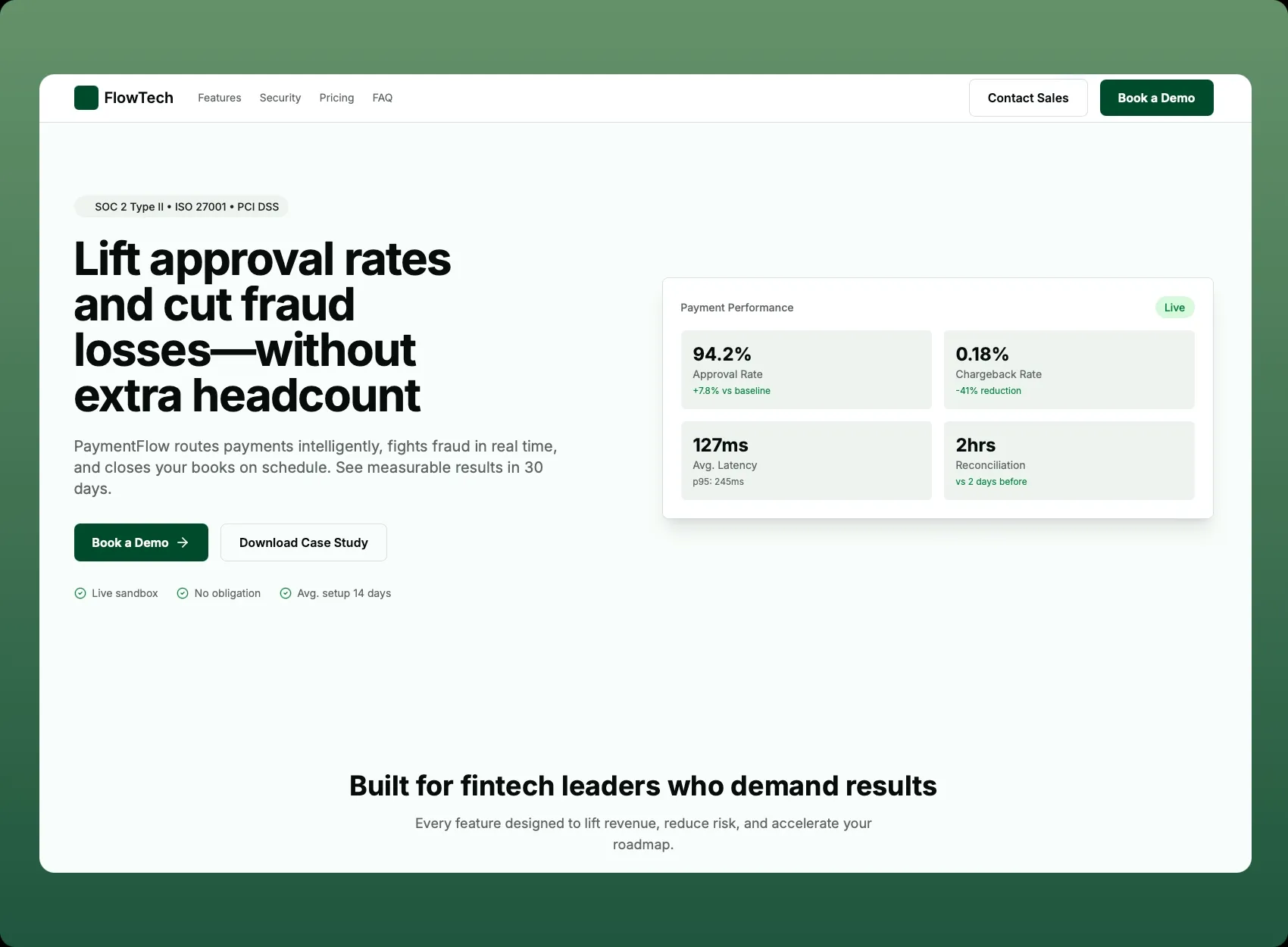 Fintech Demo Booking Landing Page Solution