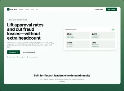Plantilla de landing page para reserva de demo fintech vista previa