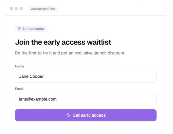 Form Landing Page example