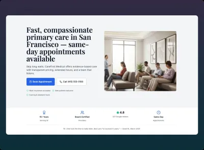 Modèle de landing page pour génération de leads pour clinique apercu