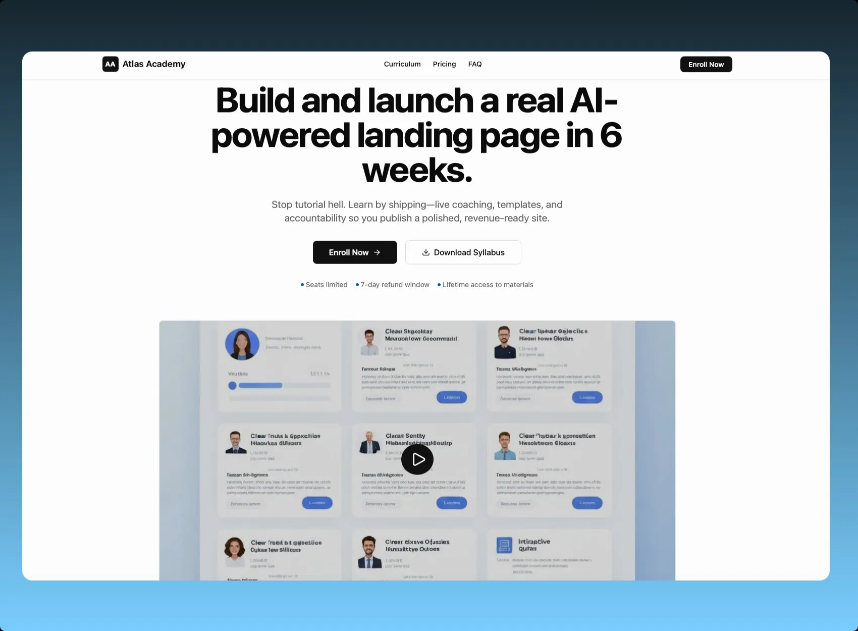 Online Course Launch Landing Page Solution