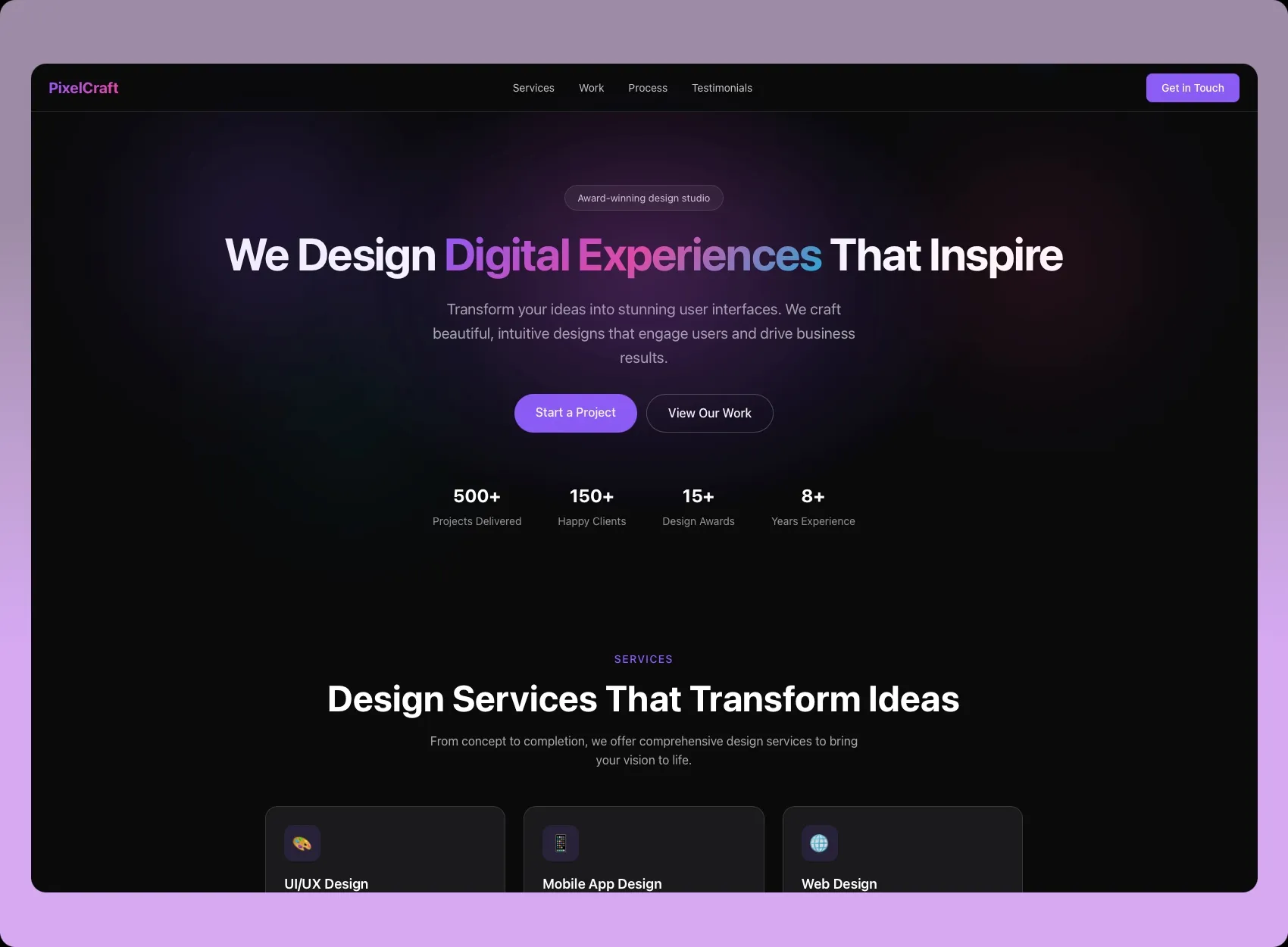 UI Design Agency Landing Page Solution