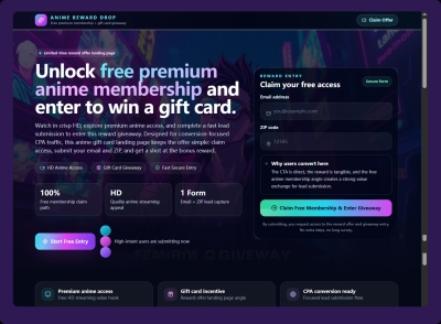 Template di landing page per offerta anime e CPA anteprima