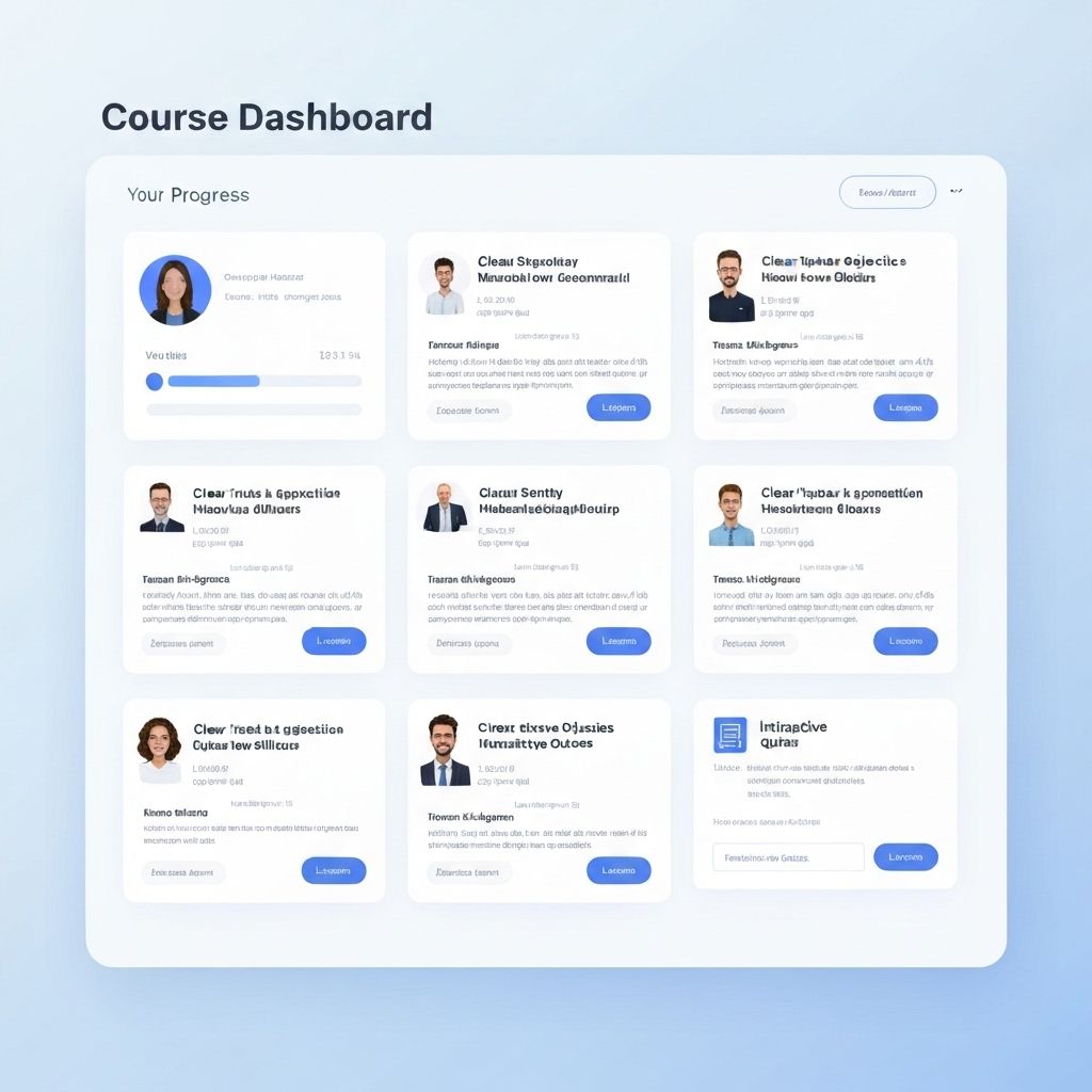 Course dashboard showing lessons and student progress