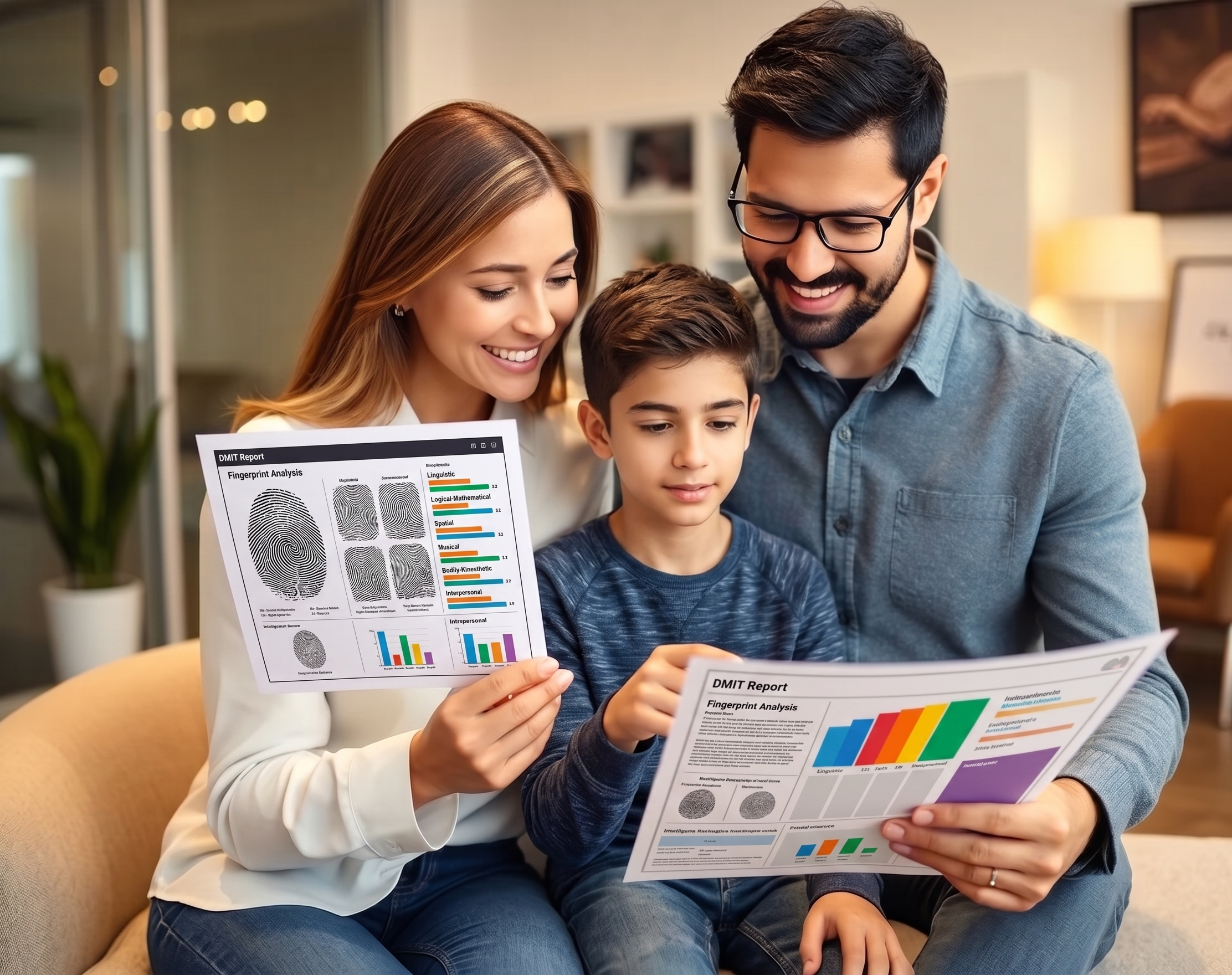 Parent and child discovering potential through DMIT testing